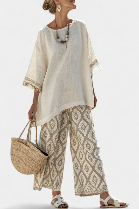 Alverra | Conjunto de top sofisticado y pantalón casual