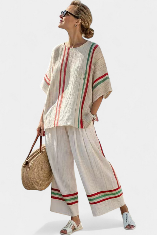 Truvane | Blusa boho estampada cómoda y pantalón ancho